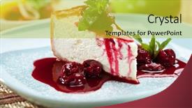  Presentation with cheesecake - PPT theme consisting of dessert - cheesecake with berries sauce background and a yellow colored foreground