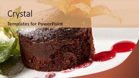  Presentation with ice cream cake - Cool new slide deck with dessert - chocolate cake with berries backdrop and a yellow colored foreground