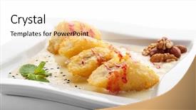  Presentation with deep - Theme with dessert - deep fried banana slice background and a white colored foreground