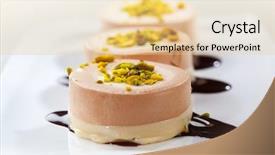  Presentation with delicious cakes pastry fruit - Amazing presentation theme having dessert cafe - delicious small cream cakes backdrop and a lemonade colored foreground