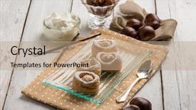  Presentation with dessert - Theme with dessert canapes with chestnut cream background and a coral colored foreground