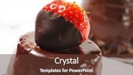  Presentation with chocolate strawberry - Slides consisting of dessert - chocolate cake with fresh strawberry background and a tawny brown colored foreground
