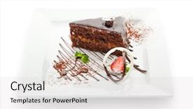  Presentation with chocolate strawberry - Presentation enhanced with dessert - chocolate cake with strawberry and mint background and a light gray colored foreground