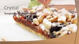  Presentation with chocolate nuts - Presentation design having dessert - chocolate shortcake with dried fruit and nuts background and a lemonade colored foreground