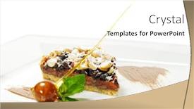  Presentation with chocolate nuts - Presentation theme enhanced with dessert - chocolate shortcake with dried fruit and nuts background and a white colored foreground