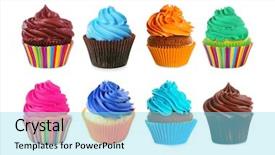  Presentation with cupcakes - Theme enhanced with dessert collage - set of delicious cupcakes background and a arctic colored foreground
