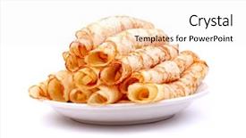  Presentation with dessert - PPT layouts with dessert crepes with fresh apples on white background and a sky blue colored foreground