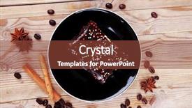 Presentation with chocolate dessert - Colorful slide deck enhanced with dessert hot black coffee and chocolate cake with cinnamon coffee beans and anise star backdrop and a tawny brown colored foreground