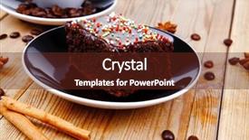  Presentation with chocolate dessert - Amazing PPT theme having dessert hot black coffee and chocolate cake with cinnamon coffee beans and anise star backdrop and a tawny brown colored foreground