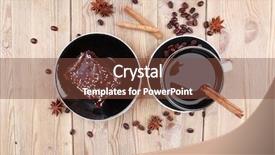  Presentation with chocolate dessert - PPT layouts enhanced with dessert hot black coffee and chocolate cake with cinnamon coffee beans and anise star background and a tawny brown colored foreground
