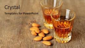  Presentation with liqueur - Audience pleasing slide deck consisting of dessert liqueur amaretto with almond backdrop and a  colored foreground