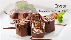  Presentation with chocolate dessert - Presentation theme consisting of dessert maki sushi - chocolate roll background and a lemonade colored foreground