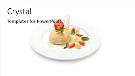  Presentation with strawberry ice cream - Beautiful presentation theme featuring dessert on a white plate backdrop and a  colored foreground