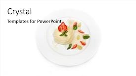  Presentation with ice cream strawberry - PPT theme with dessert on a white plate background and a  colored foreground