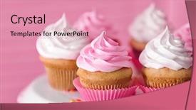  Presentation with closeup of halloween cupcake - Beautiful slide set featuring dessert stand with delicious cupcakes backdrop and a coral colored foreground