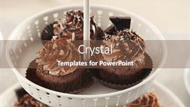  Presentation with chocolate dessert - Amazing theme having dessert stand with tasty chocolate cupcakes closeup backdrop and a tawny brown colored foreground