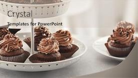  Presentation with chocolate dessert - PPT layouts consisting of dessert-stand-with-tasty-chocolate background and a soft green colored foreground