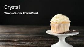  Presentation with dessert - Presentation theme enhanced with dessert-stand-with-tasty-vanilla background and a black colored foreground