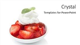  Presentation with strawberries - Cool new slides with dessert strawberries with cream backdrop and a white colored foreground