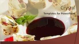  Presentation with pancake - PPT theme enhanced with dessert-sushi-rolls-kiwi-banana background and a lemonade colored foreground