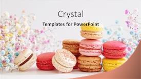  Presentation with colorful flower - Colorful PPT theme enhanced with dessert-sweet-colorful-macarons backdrop and a white colored foreground