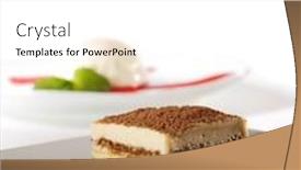  Presentation with tiramisu - Theme having dessert - tiramisu cheesecake with chocolate sauce background and a white colored foreground