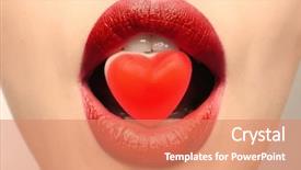  Presentation with candy - Presentation design with beautiful young woman with candy background and a coral colored foreground