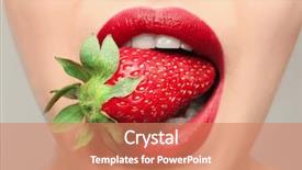  Presentation with strawberry - Presentation design enhanced with food trends - beautiful young woman with strawberry background and a coral colored foreground