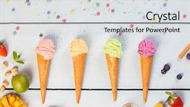  Presentation with ice cream food truck - Beautiful slide set featuring kawaii - variety of ice cream backdrop and a lemonade colored foreground