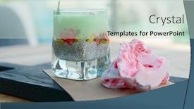  Presentation with mango - Theme enhanced with dessert-with-chia-seeds-mango background and a soft green colored foreground