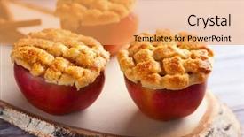  Presentation with apple tree golden - Slide deck having dessert with cinnamon and sugar background and a  colored foreground