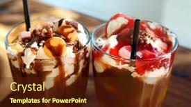  Presentation with cold brew coffee - Slide set consisting of dessert with cold brew coffee in glasses on table closeup background and a tawny brown colored foreground