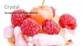  Presentation with dessert - Slides consisting of dessert-with-fresh-raspberries background and a white colored foreground