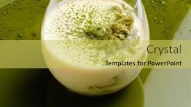  Presentation with matcha - Audience pleasing PPT theme consisting of dessert-with-matcha-and-coconut backdrop and a yellow colored foreground