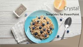  Presentation with quinoa - Beautiful slide deck featuring dessert-with-quinoa-and-blueberries backdrop and a sky blue colored foreground