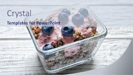  Presentation with quinoa - Slide set with dessert with quinoa and blueberries on wooden table background and a lemonade colored foreground