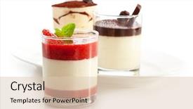  Presentation with dairy desserts - PPT layouts consisting of desserts - panna cotta background and a lemonade colored foreground