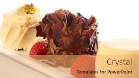  Presentation with vanilla - Colorful slides enhanced with desserts-vanilla-cake-chocolate-mouse backdrop and a yellow colored foreground