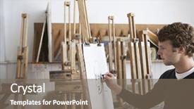  Presentation with artist - Cool new PPT theme with little cute sweet african-american girl playing happy with toys at home lifestyle children concept close up backdrop and a light gray colored foreground