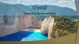  Presentation with amazing - Theme with destination - amazing navagio beach in zante background and a light blue colored foreground