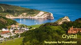  Presentation with holiday destination - Cool new PPT layouts with destination - lulworth cove on jurassic backdrop and a tawny brown colored foreground