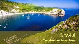  Presentation with holiday destination - Slide deck enhanced with destination - lulworth cove on jurassic background and a tawny brown colored foreground