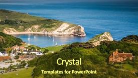  Presentation with summer holiday - Slide deck enhanced with destination - lulworth cove on jurassic background and a tawny brown colored foreground