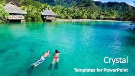  Presentation with clean water - Beautiful slides featuring destination - young couple snorkeling in clean backdrop and a teal colored foreground
