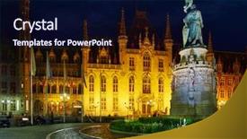  Presentation with historical building - Amazing slides having destination marketing - bruges belgium central market square backdrop and a navy blue colored foreground
