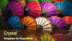  Presentation with marketing - Colorful PPT theme enhanced with destination marketing - colorful parasols at luang prabang backdrop and a tawny brown colored foreground