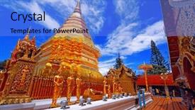  Presentation with chiang mai - Presentation theme having destination of chiang mai thailand background and a light blue colored foreground