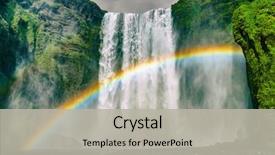  Presentation with magical - Beautiful presentation design featuring destination skogafoss waterfall with rainbow backdrop and a light gray colored foreground