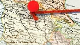  Presentation with map vintage - Beautiful slide set featuring destination string and push pin backdrop and a soft green colored foreground