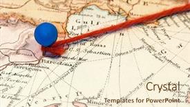  Presentation with map vintage - PPT theme having destination string and push pin background and a cream colored foreground
